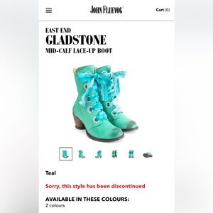 Fluevog East End Gladstone Boots Teal size 8.5
